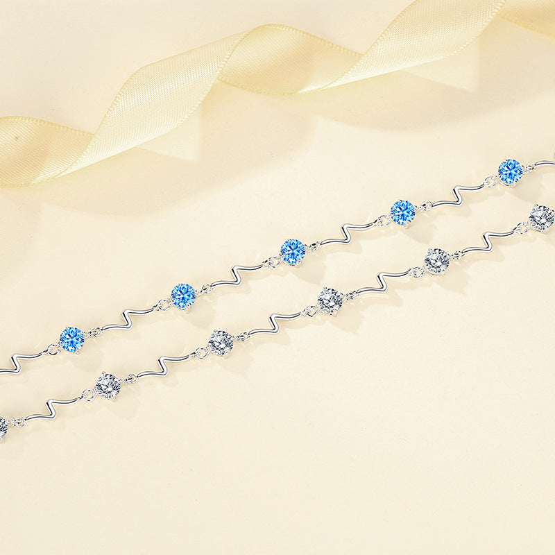 Sterling Silver Heartbeat Crystal Bracelet Female Lightning Bracelet